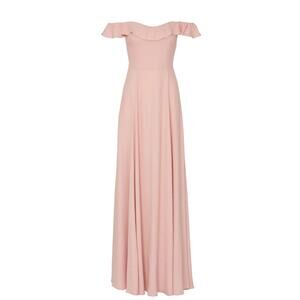 Reformation Verbena Blush Ruffle Off Shoulder Long‎ Dress Women's 2 Bridesmaid